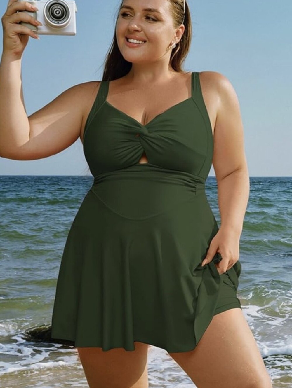 Hanna Nikole BLACK Plus Size One Piece Tummy Control Swimdress - Size 20W